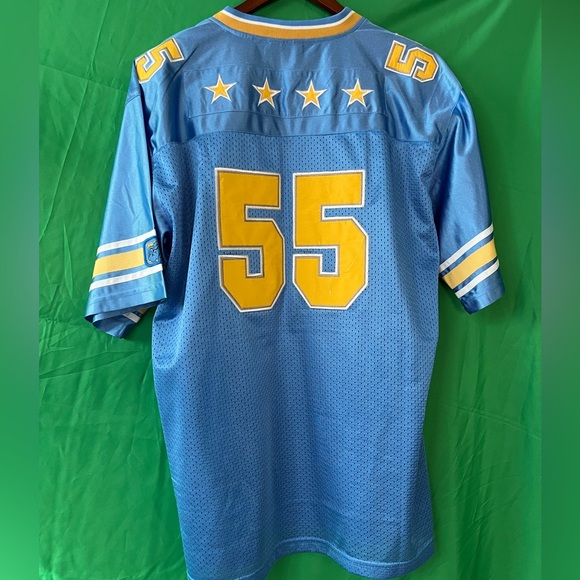 Football jersey, adult size large, light blue with yellow and white trim - Picture 6 of 8